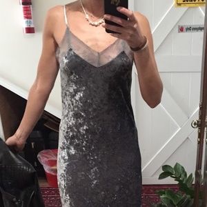 Long grey velvet dress